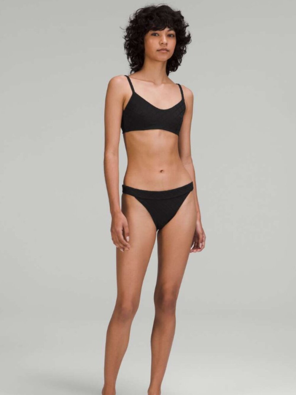 Lululemon Black Quilted Diamond Grid Bikini Set Two Piece Swimsuit
